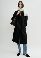 Checked light wool scarf ecru/black