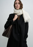 Checked light wool scarf ecru/black