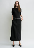 Low-waist straight skirt black petite