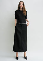 Low-waist straight skirt black