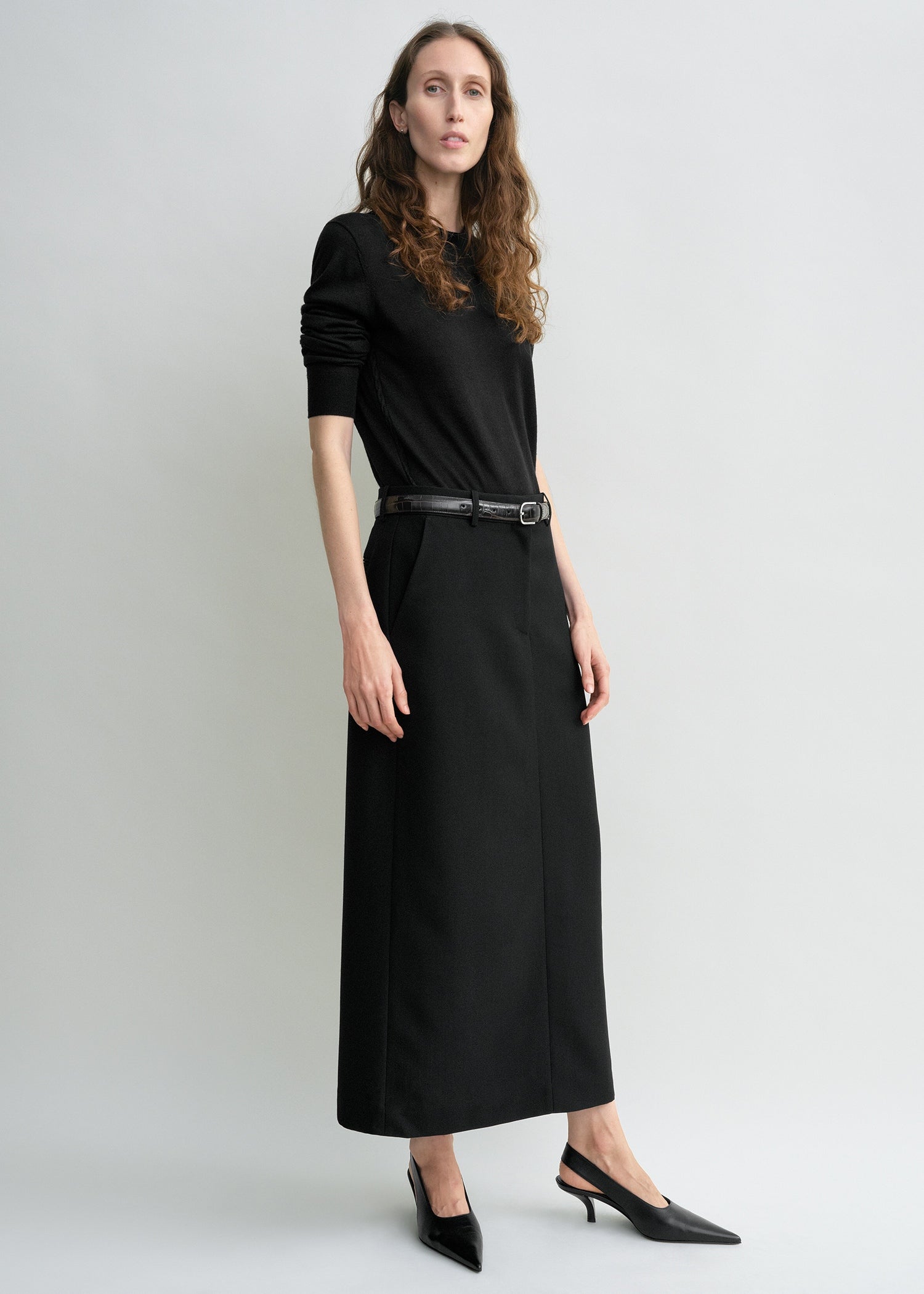 Low-waist straight skirt black from Toteme - $540