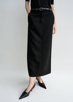 Low-waist straight skirt black