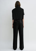 Double-pleat fluid trousers black petite