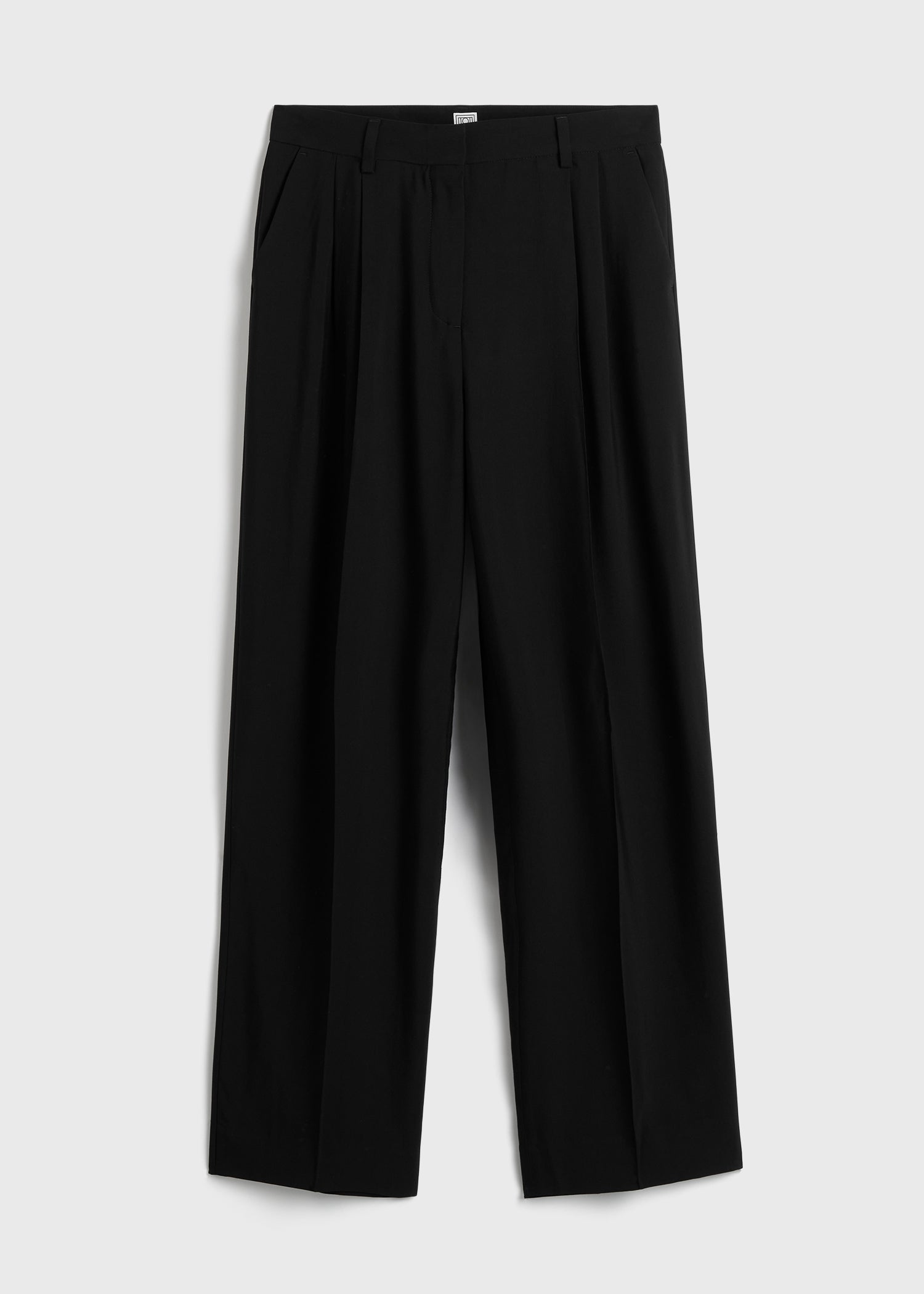 Double-pleat fluid trousers black petite