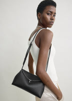 T-lock grained-leather clutch black