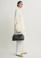 T-lock grained-leather top handle black