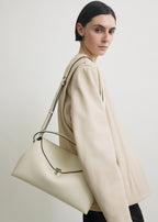 T-lock grained-leather top handle milk