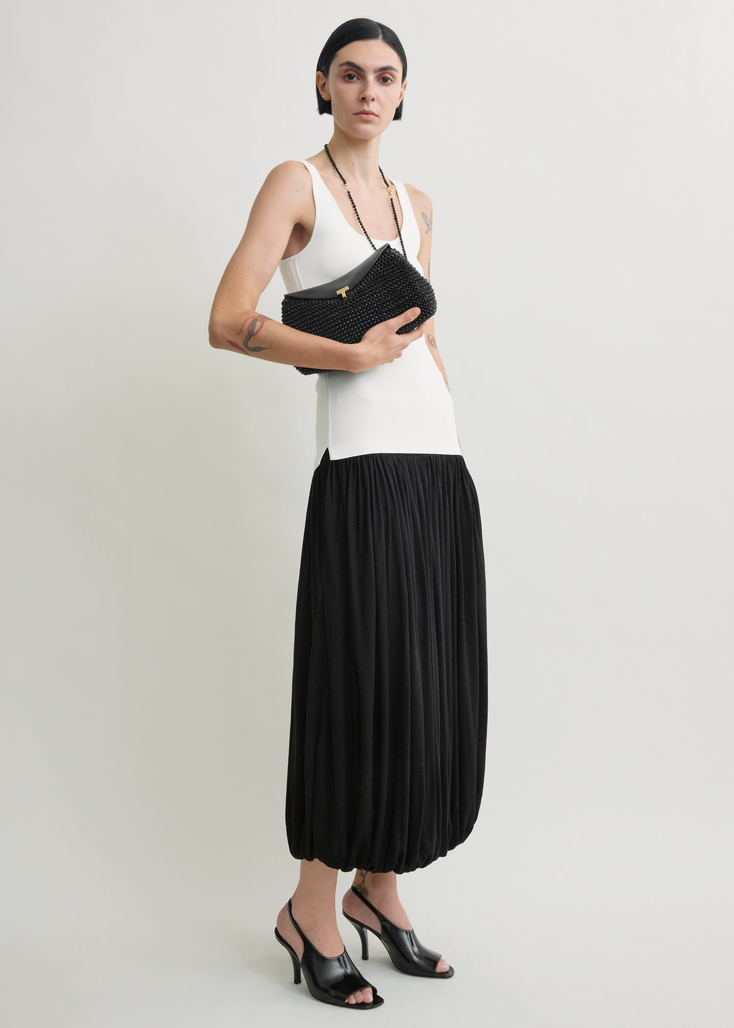 T-lock woven-leather clutch black