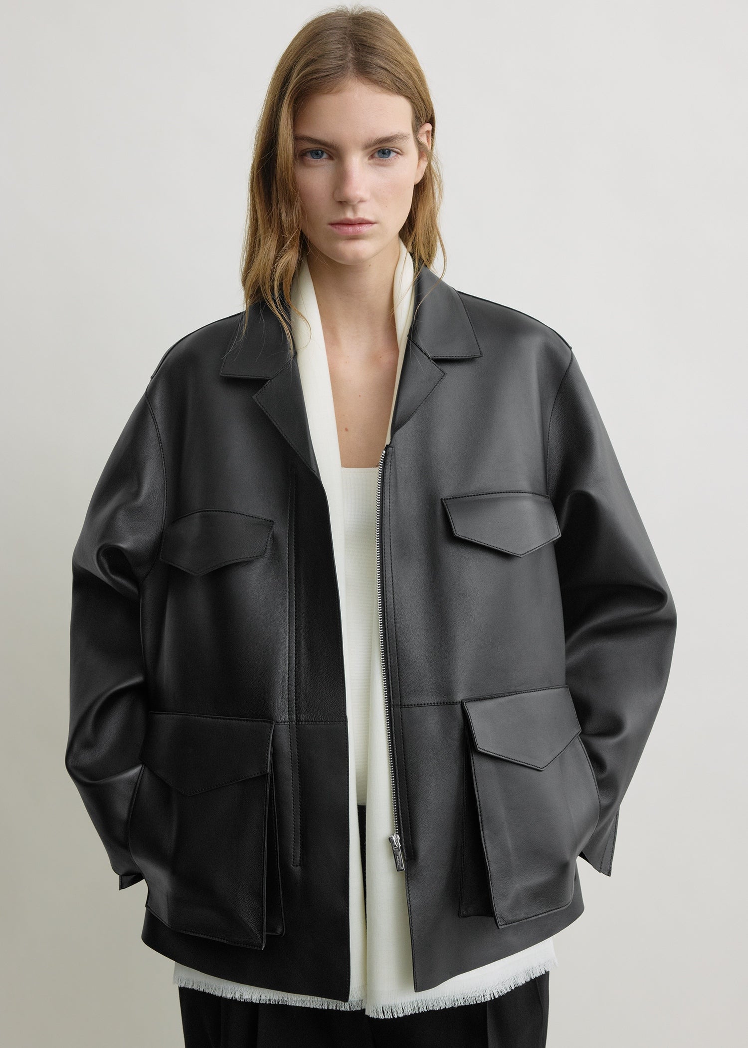 Army leather jacket black – TOTEME