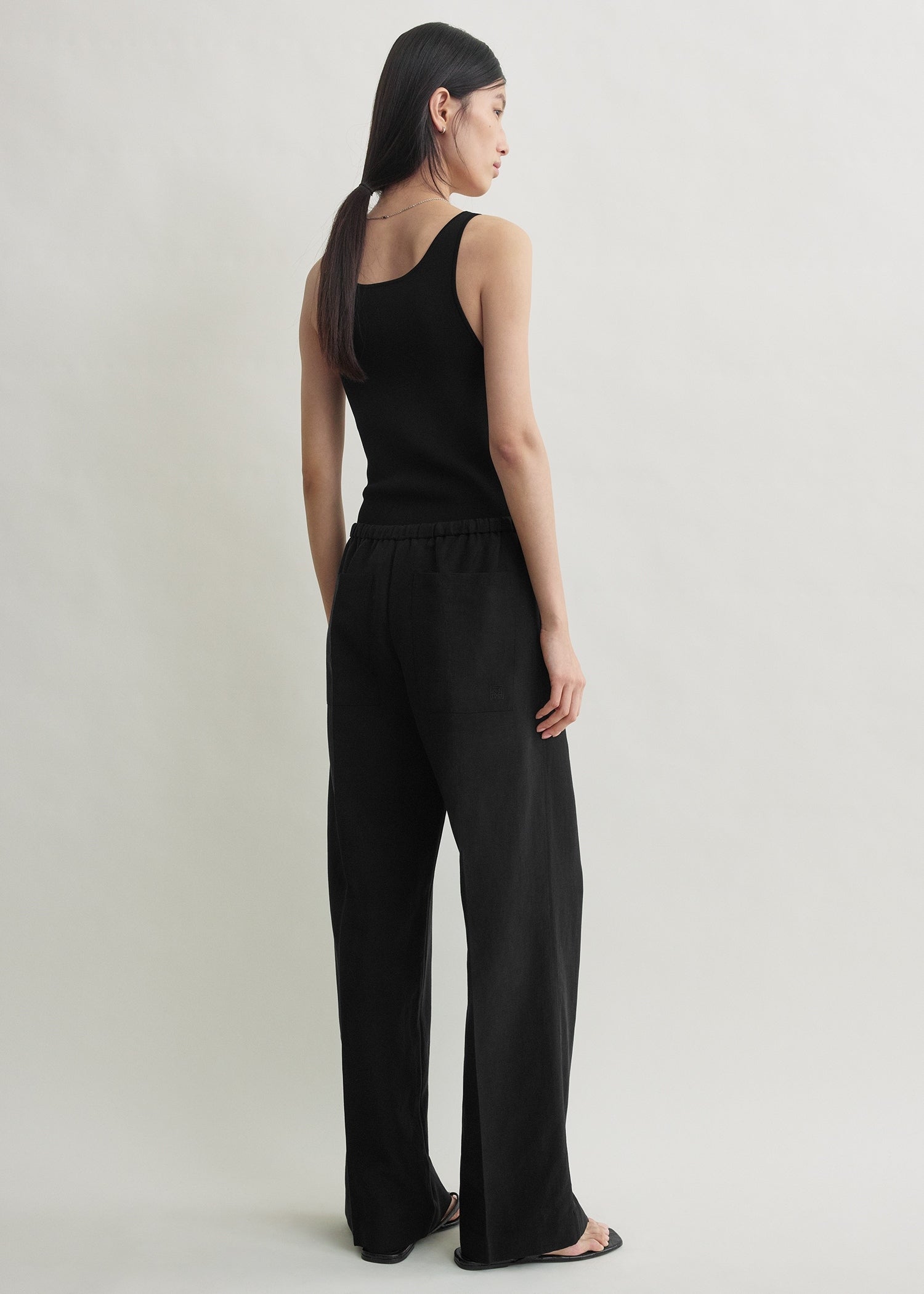 Fluid drawstring trousers black