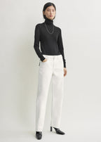 Low straight denim white