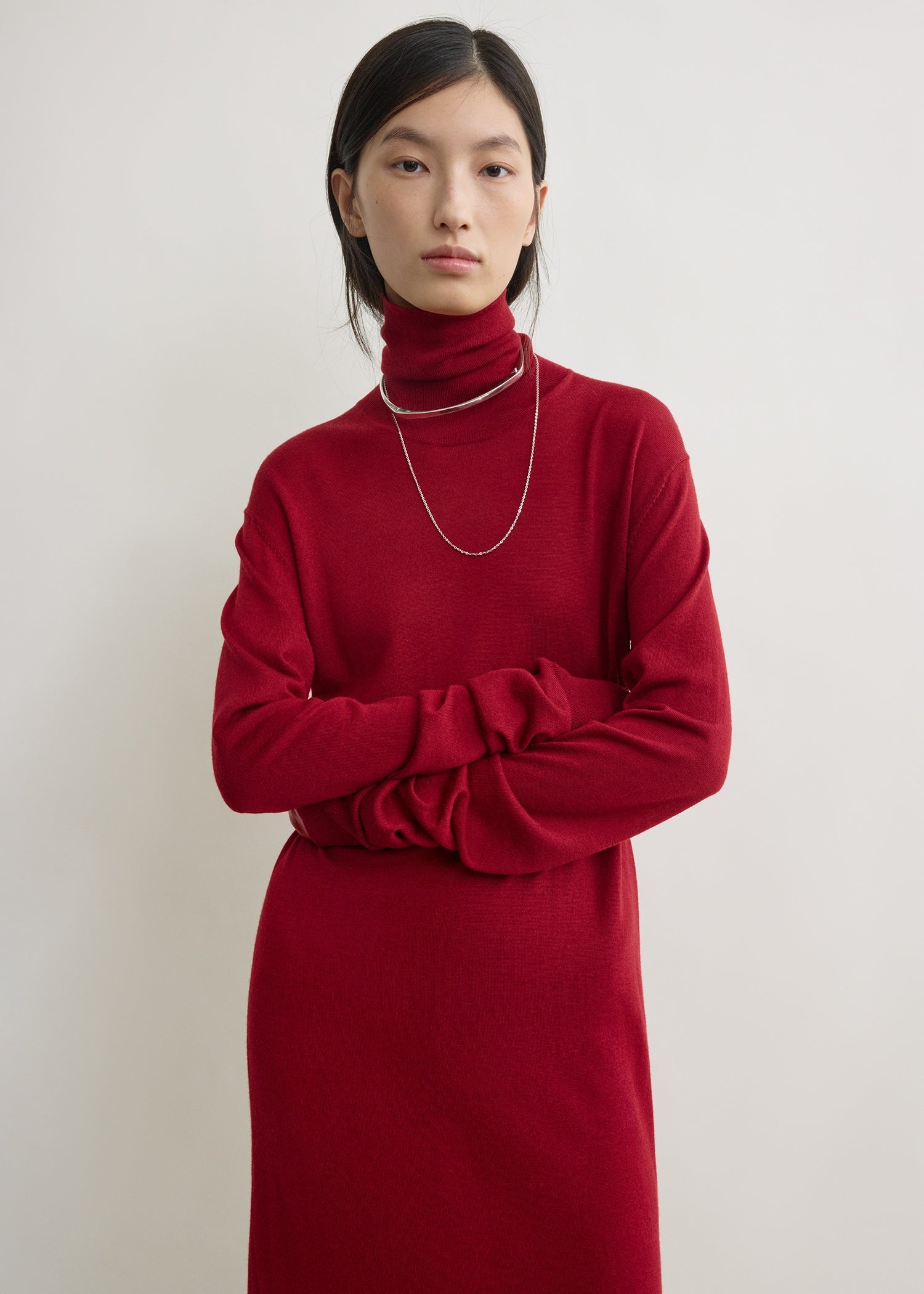 Turtleneck dress red
