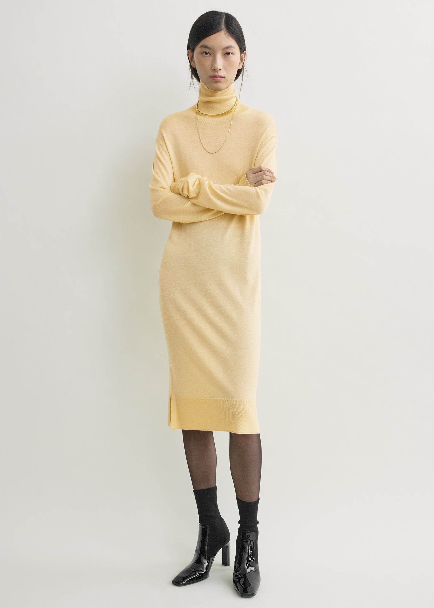 Turtleneck dress champagne petite