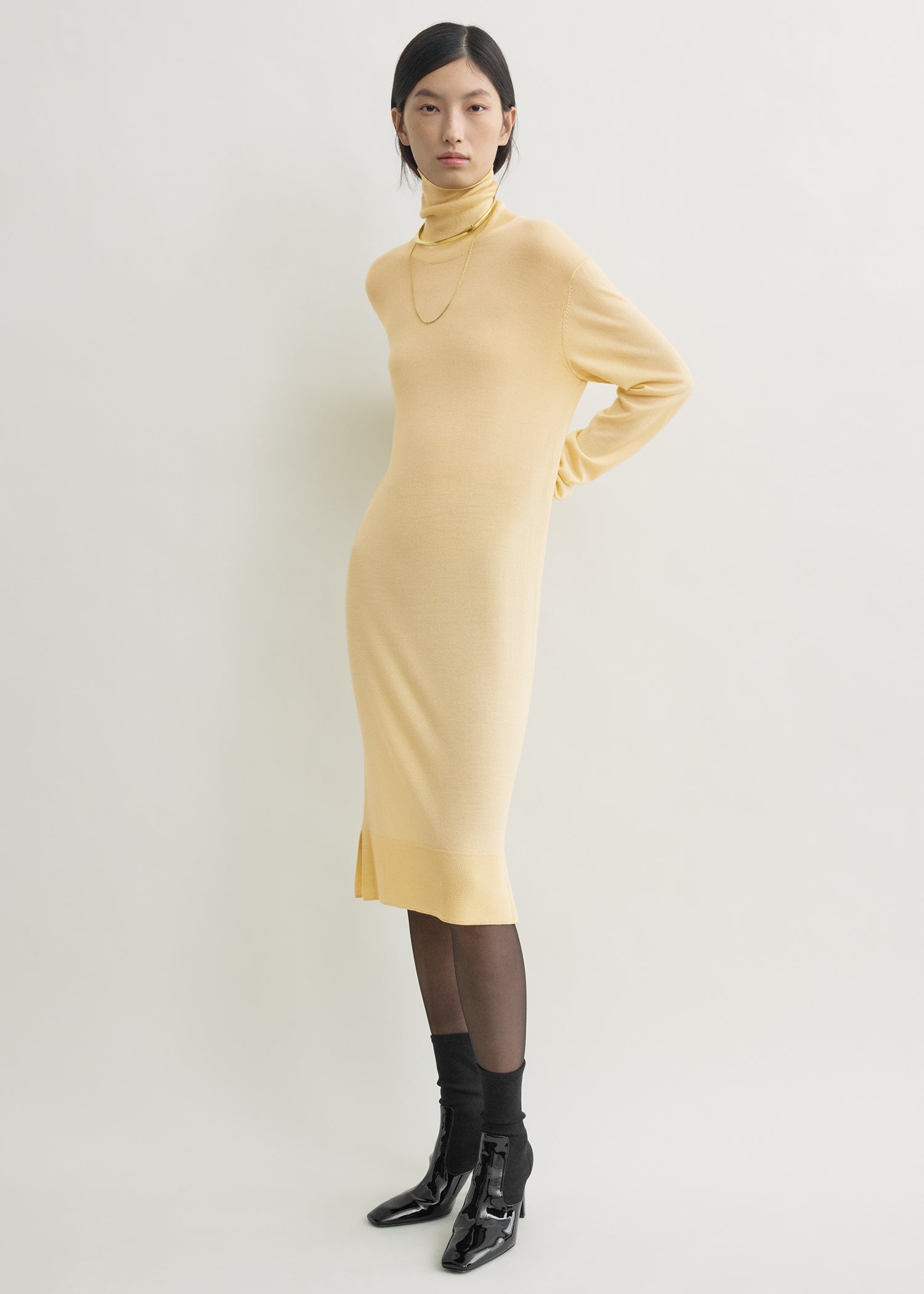 Turtleneck dress champagne petite
