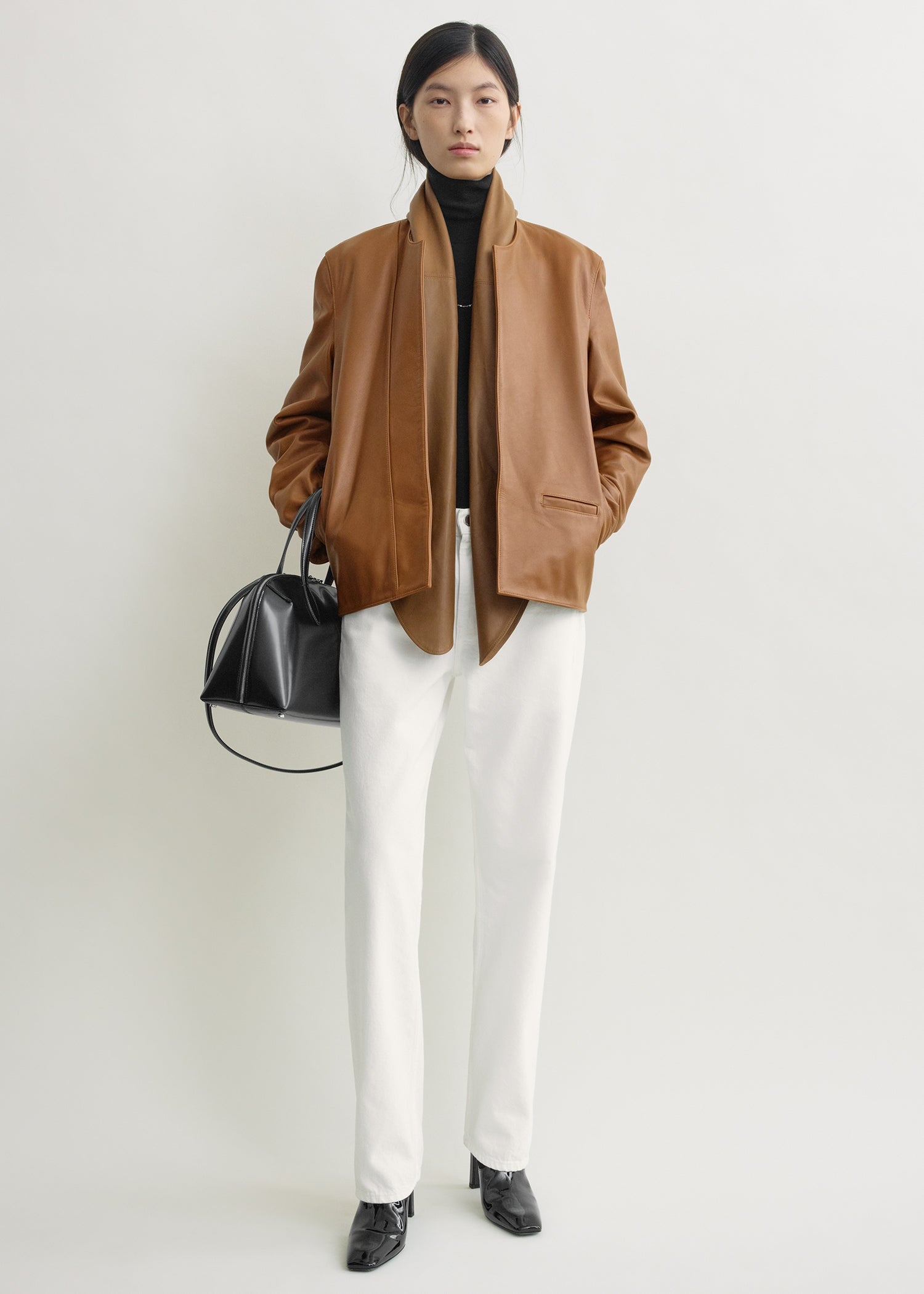 Minimal biker jacket copper from Toteme - $2,990