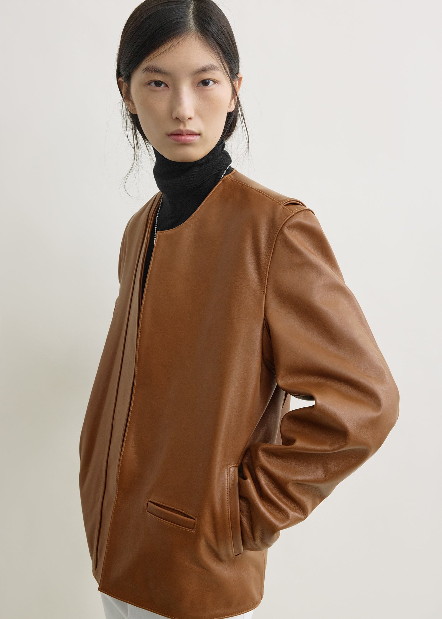 Minimal biker jacket copper