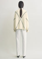 Argyle-stitch cashmere sweater ecru/black