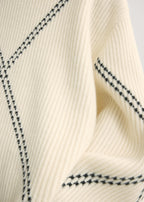 Argyle-stitch cashmere sweater ecru/black