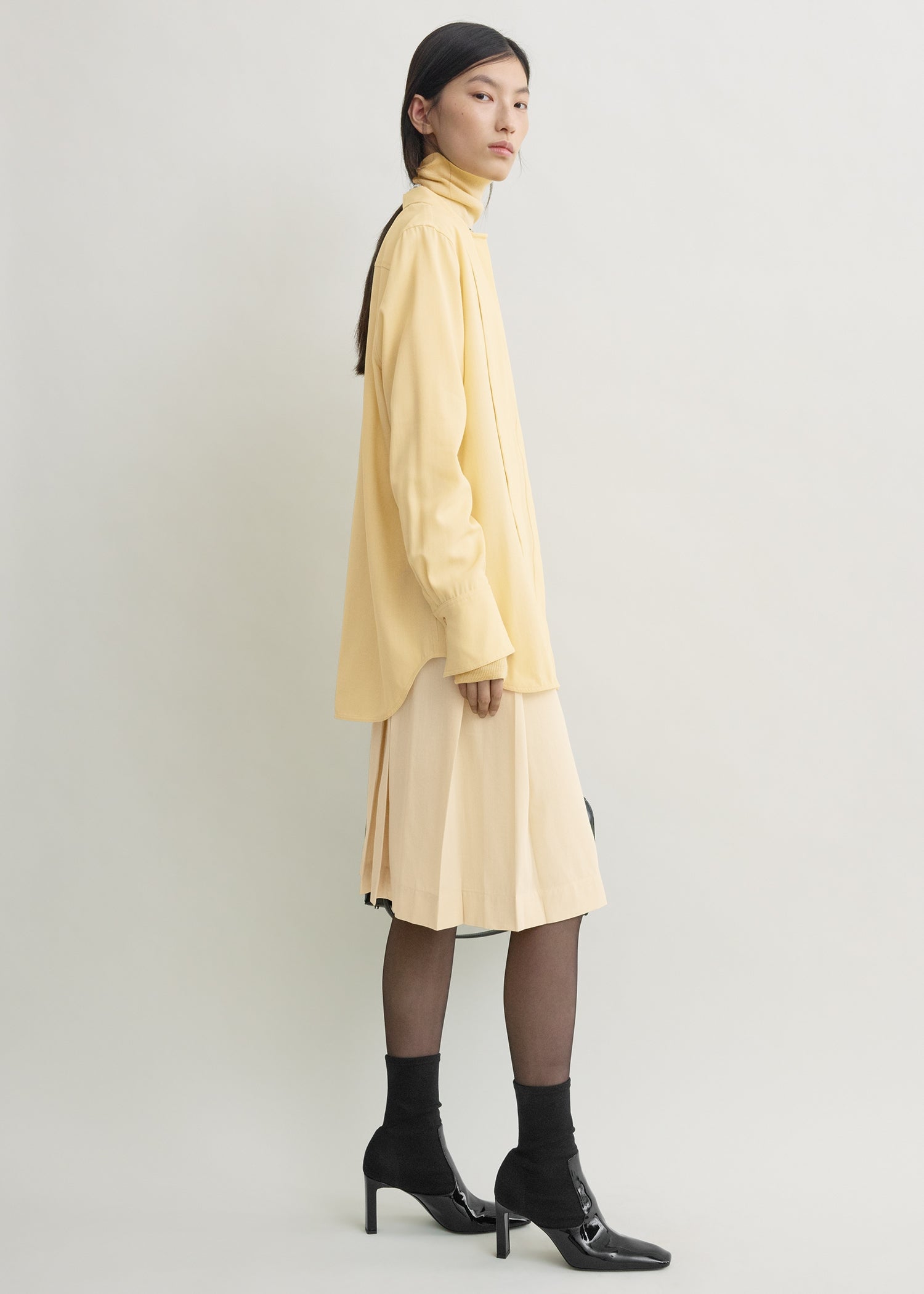 Long scarf blouse champagne