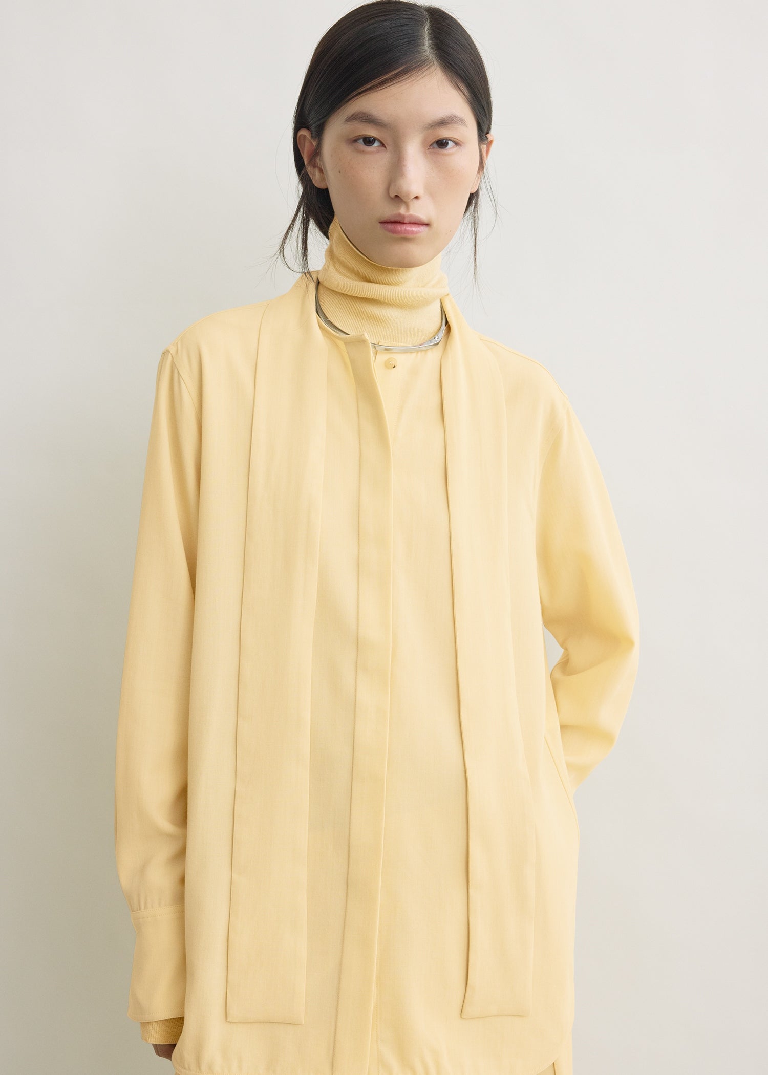 Long scarf blouse champagne
