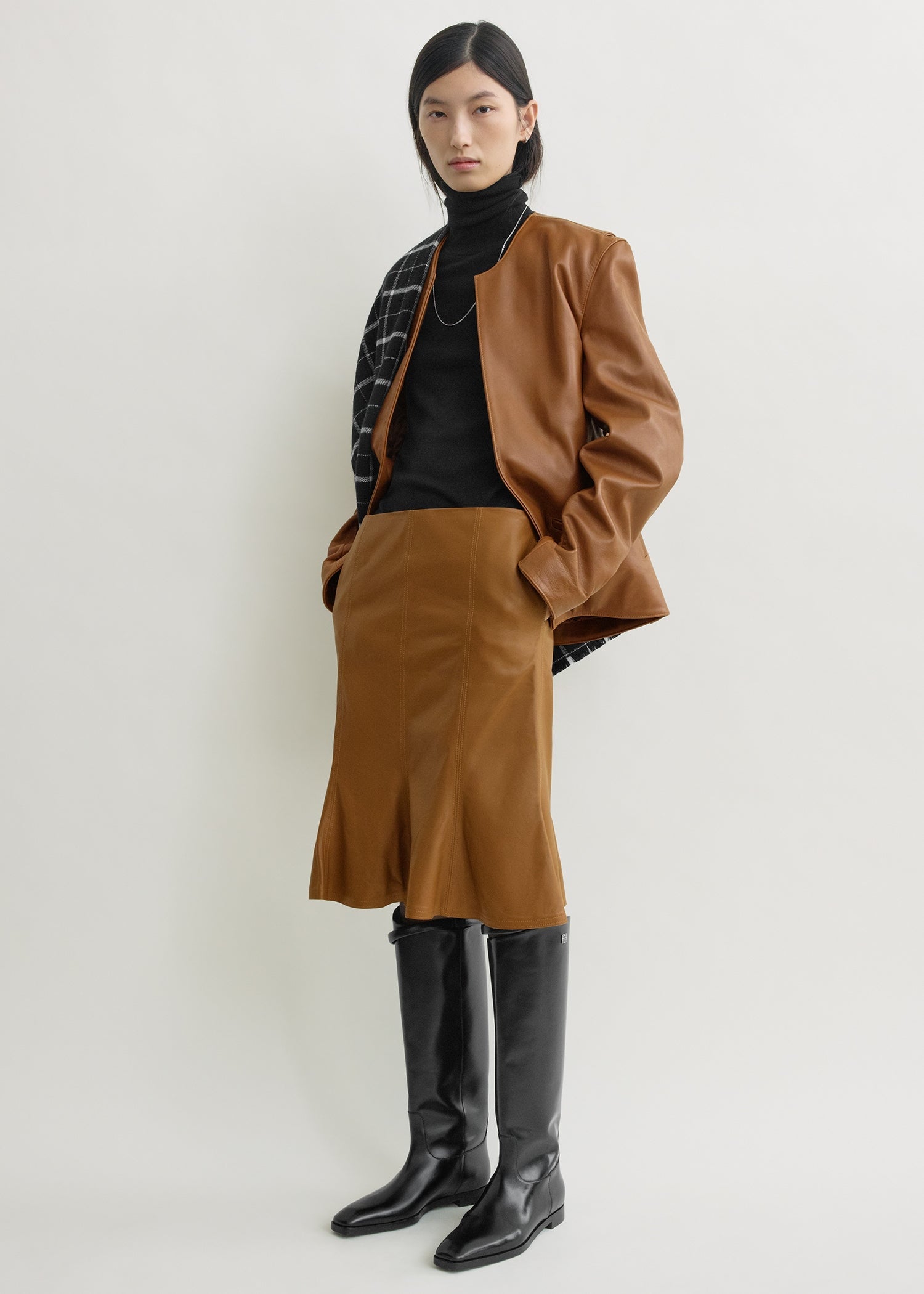 Fluted leather skirt copper from Toteme - $1,920