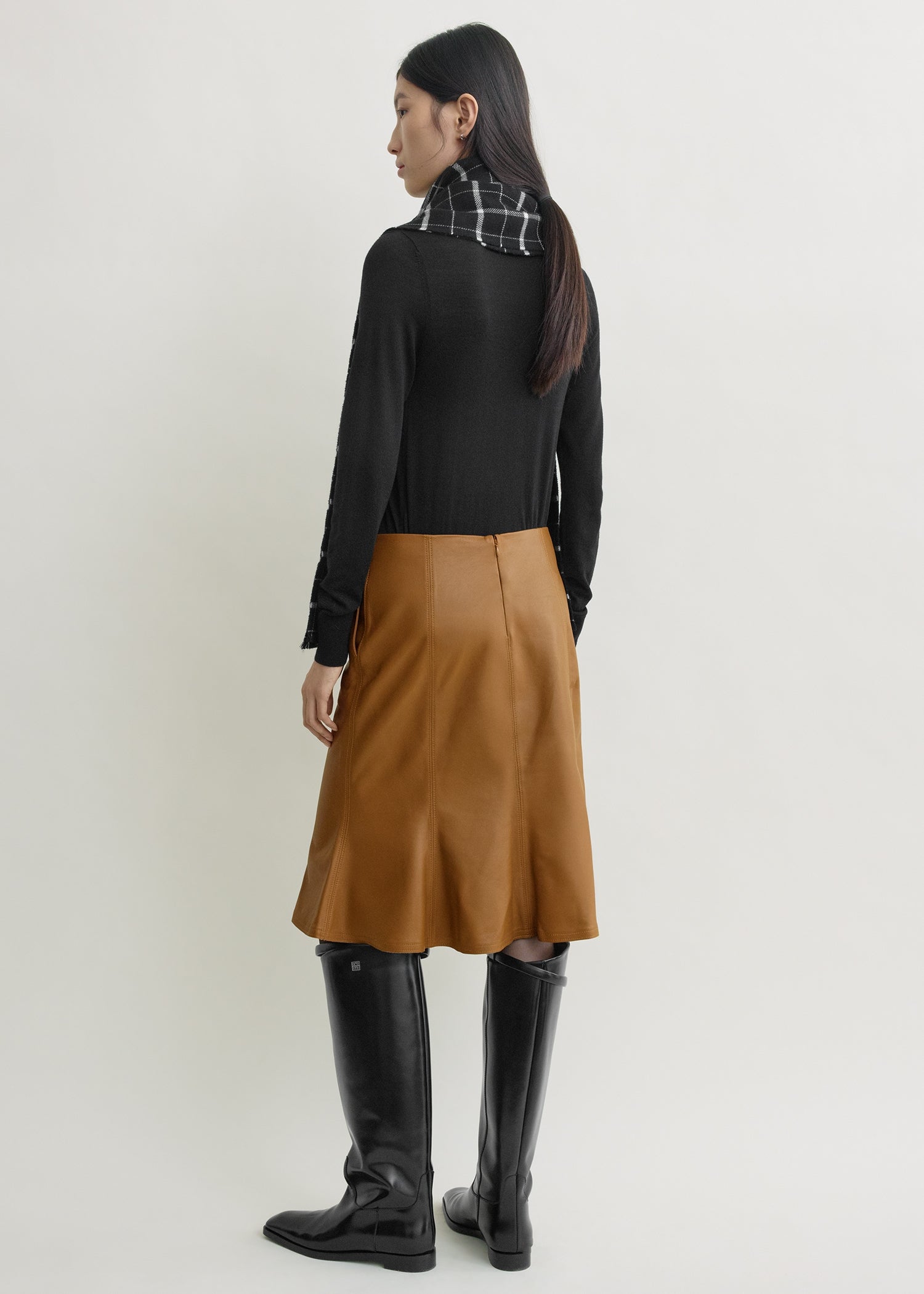 Fluted leather skirt copper
