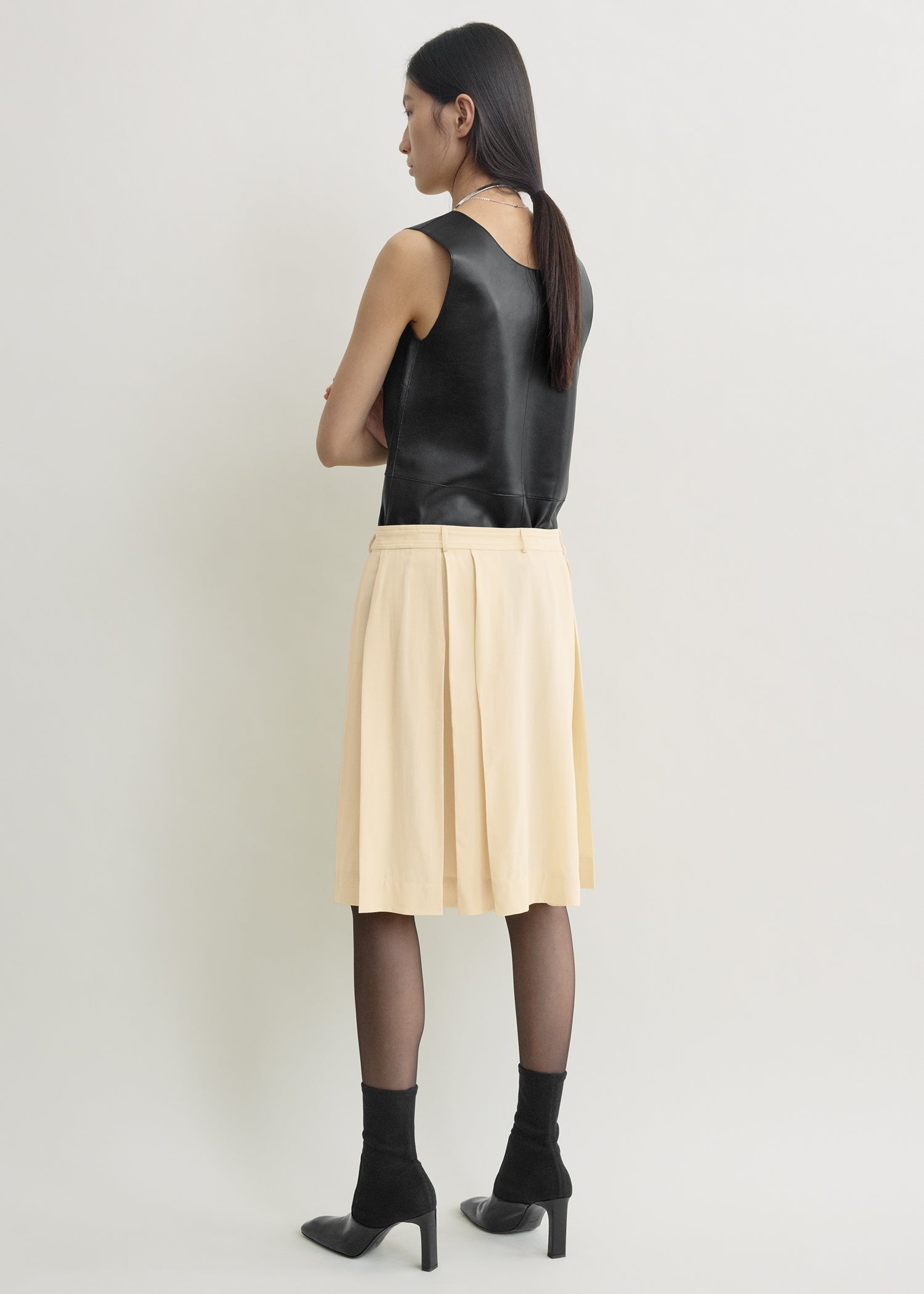 Pleated wrap skirt champagne petite