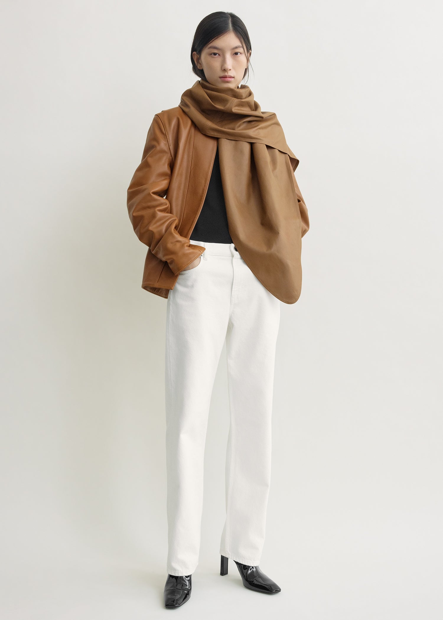 Big leather scarf copper