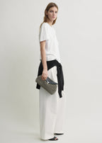 T-lock woven-leather clutch black/sand