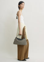 T-lock woven-leather top handle black/sand