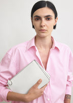 Threefold croco-embossed clutch off-white