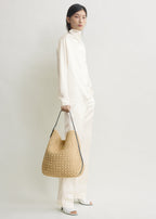 Belted paper raffia tote natural