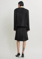 Open-front bouclé blazer black