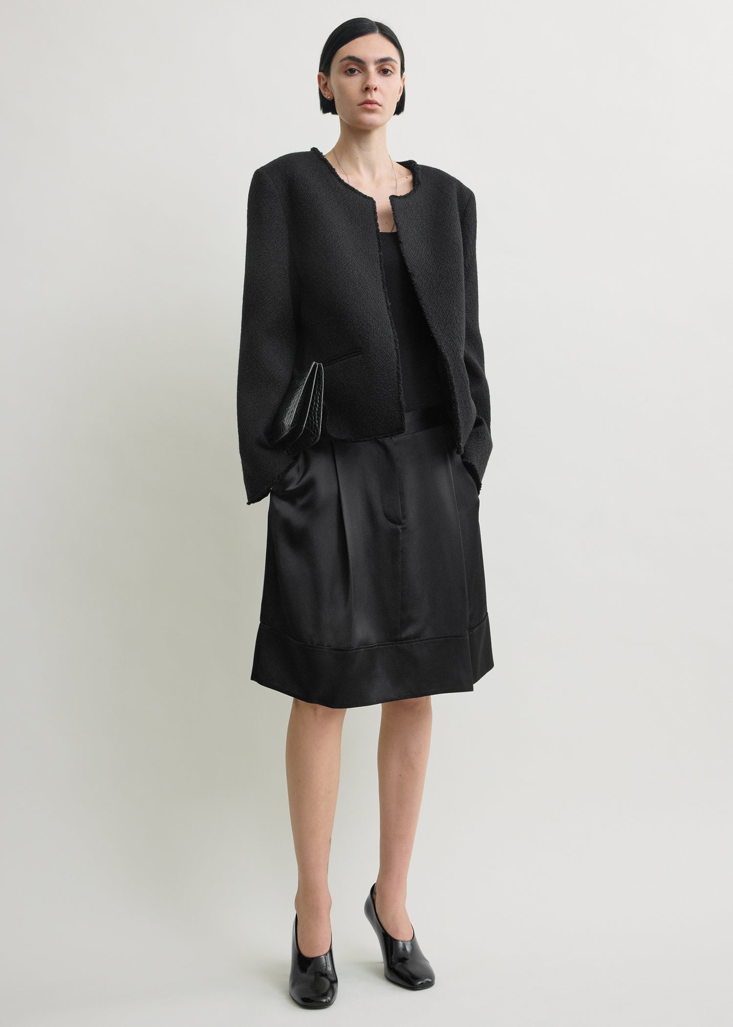 Open-front bouclé blazer black – TOTEME