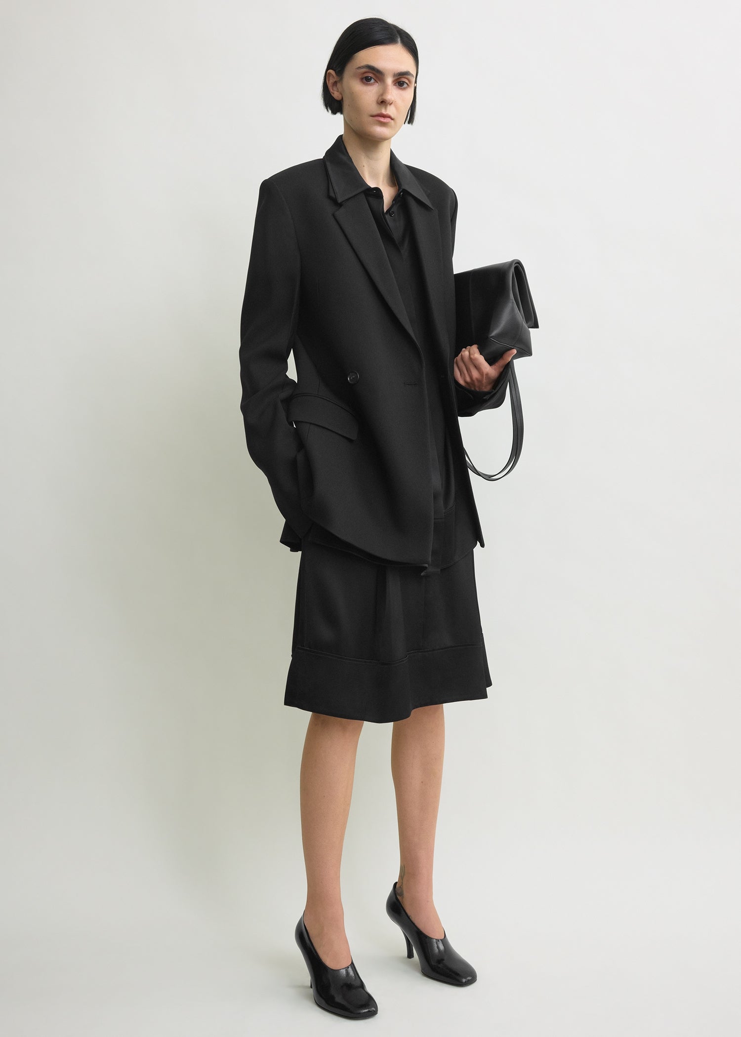 Long boxy blazer black