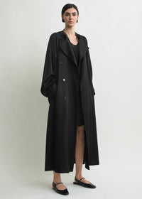 Draped satin trench black