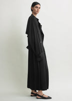 Draped satin trench black