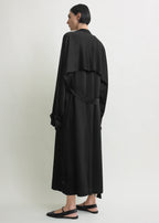 Draped satin trench black