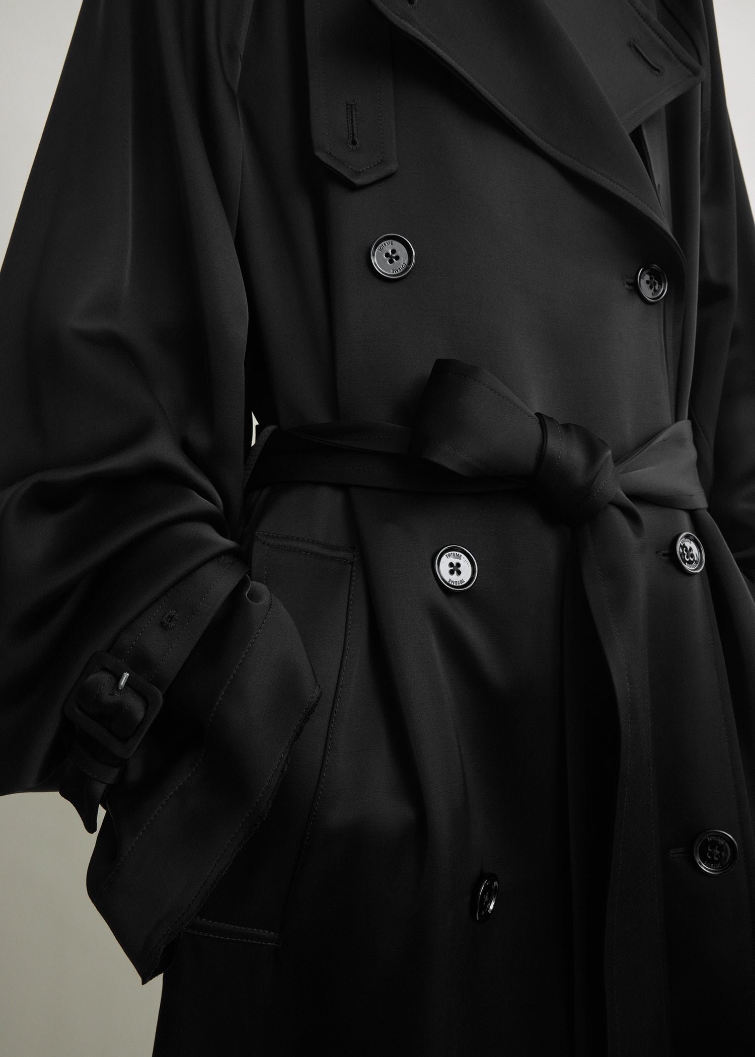 toteme satin trench dress Toteme Draped Satin Trench Coat in White