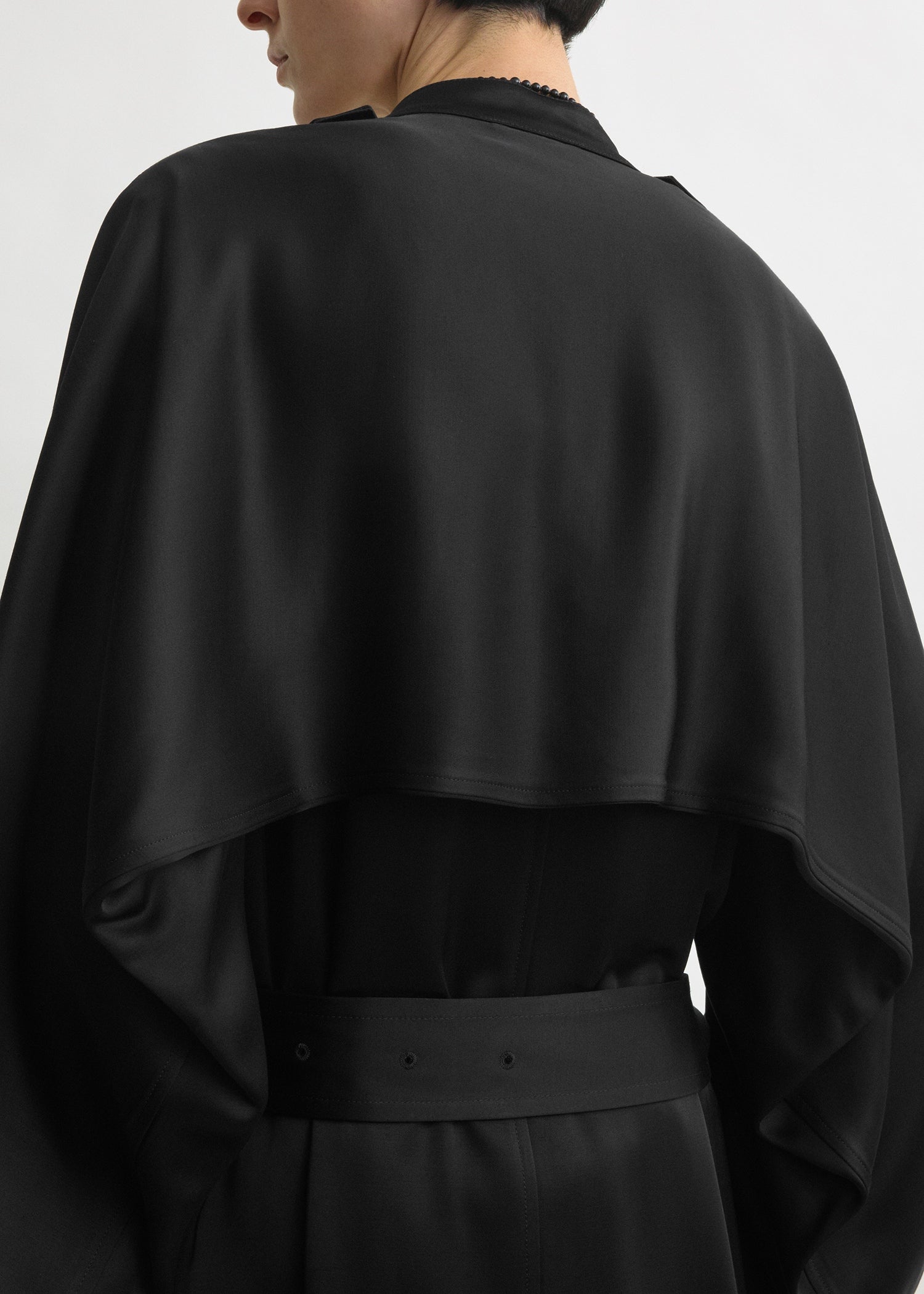 Draped satin trench black – TOTEME