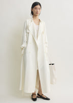 Draped satin trench off-white