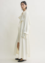 Draped satin trench off-white
