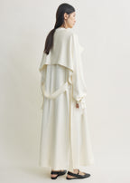Draped satin trench off-white