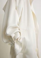 Draped satin trench off-white