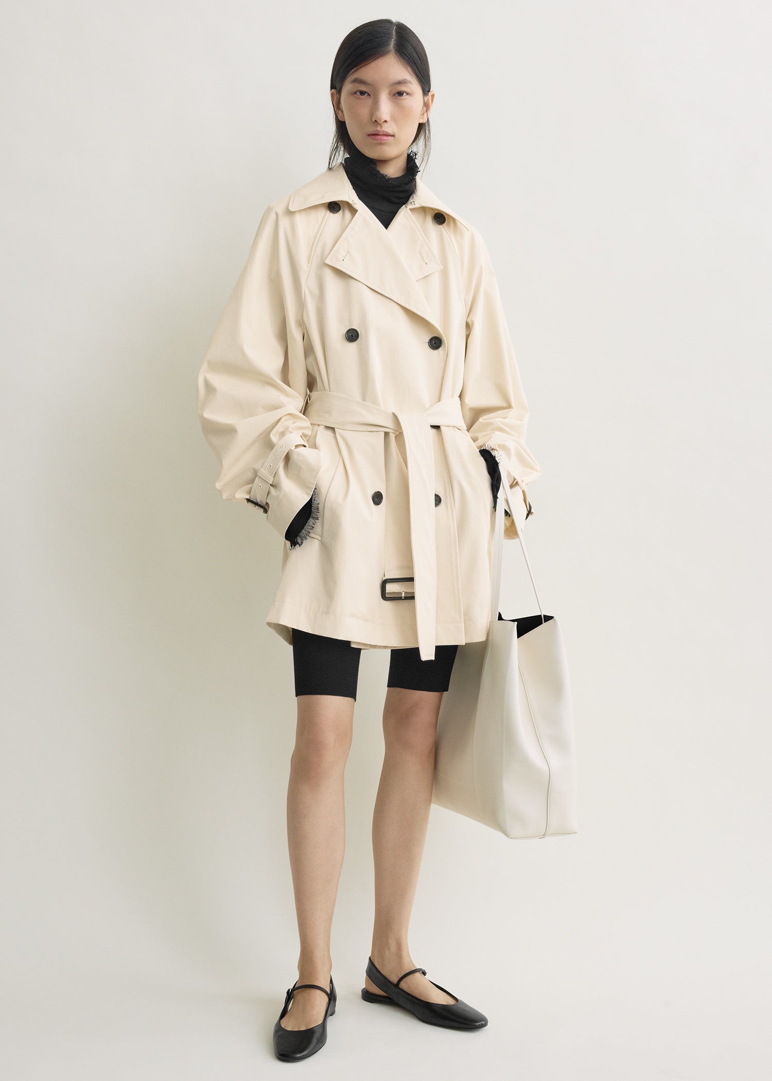 Washed cotton trench stone