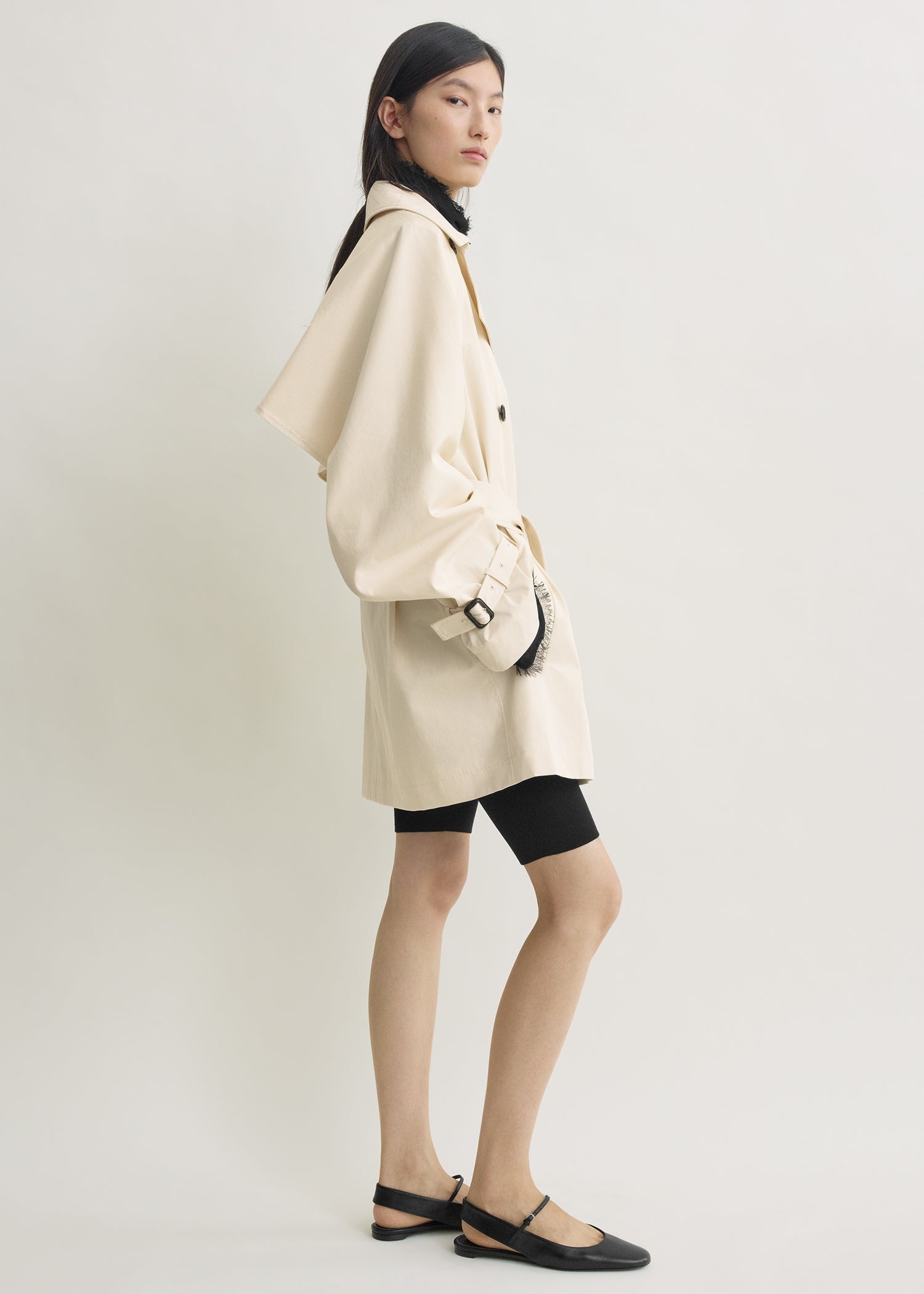 Washed cotton trench stone