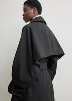 Washed cotton trench washed black