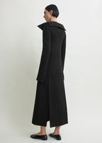 Open collar wool coat black