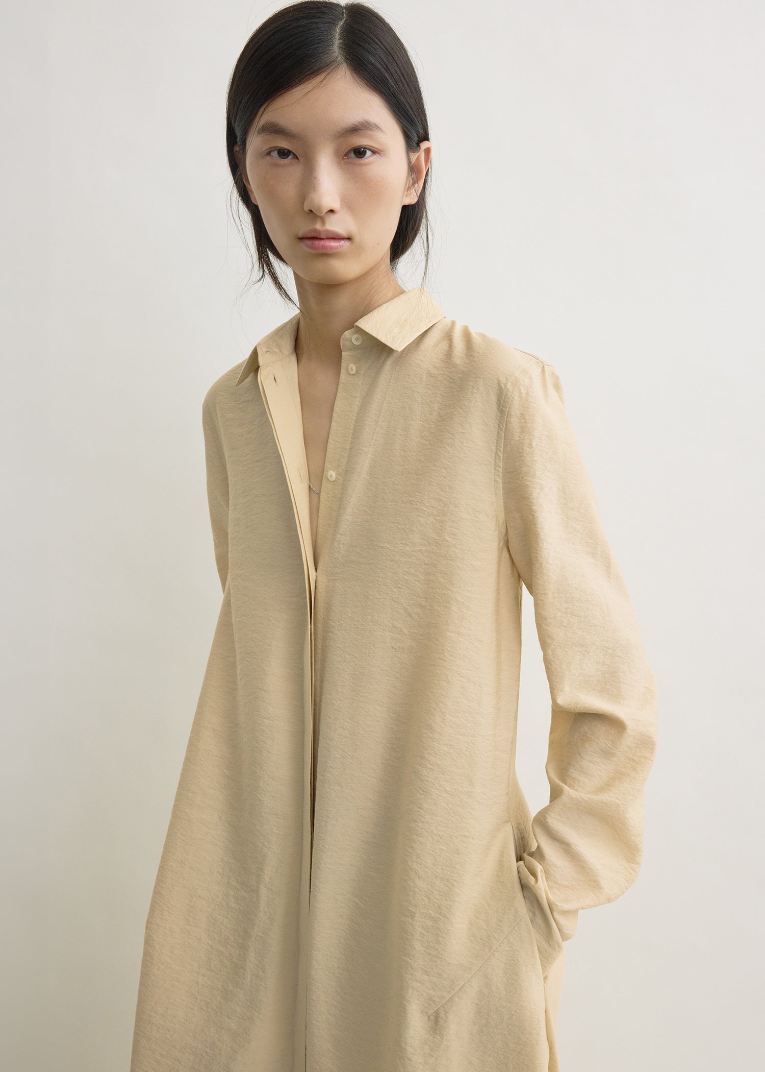 Parachute shirtdress stone petite