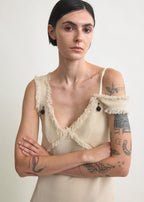 V-neck raw slip dress stone